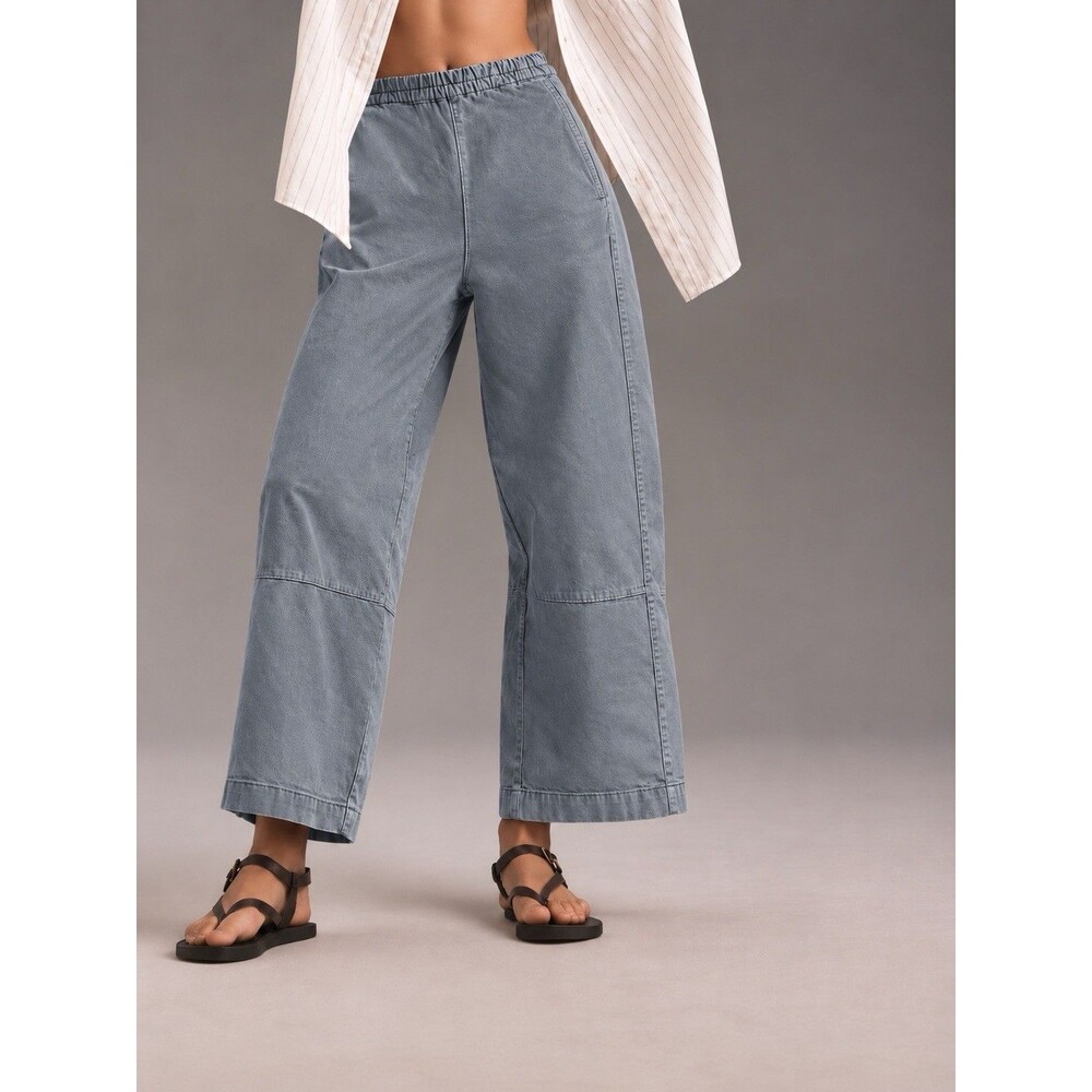 Pilcro Anthropologie Gray Denim Barrel Pants XS Pull On Stretch